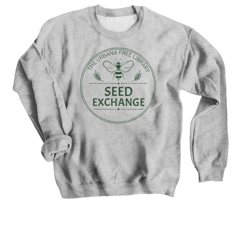 The Urbana Free Library Seed Exchange-Vintage, a Sport Grey Crewneck Sweatshirt