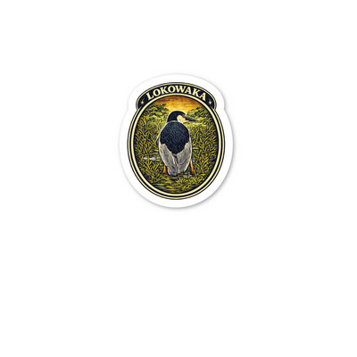 &nbsp;?Auku?u (Black-crowned Night Heron) Sticker, a White Kiss Cut Sticker