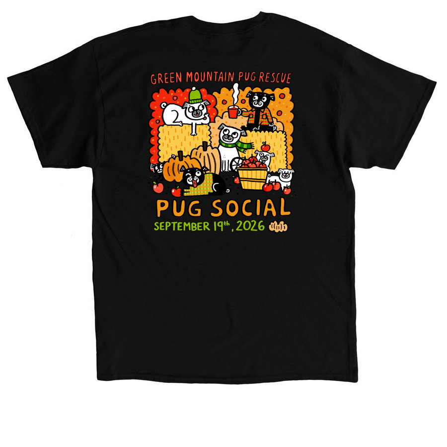 2026&nbsp;GMPR Pug Social Apparel, a Black Classic Unisex Tee (back-view)