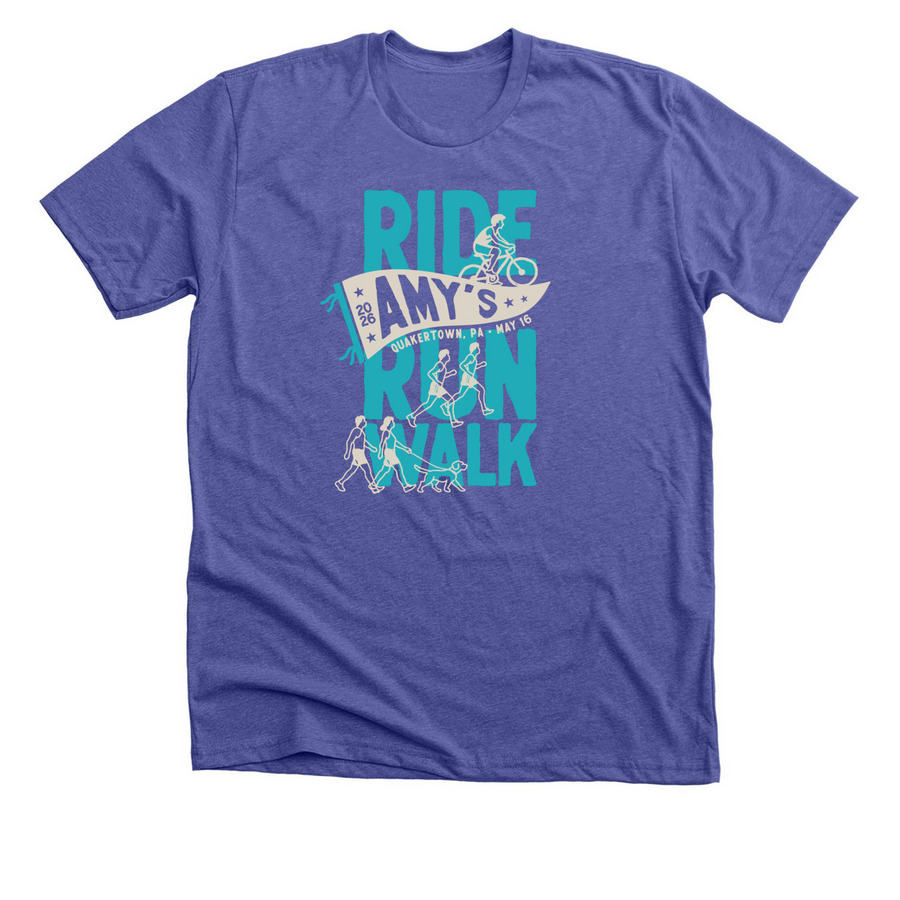 Amy's Ride/Run/Walk 2026 Shirt, a Heather Lapis Premium Unisex Tee