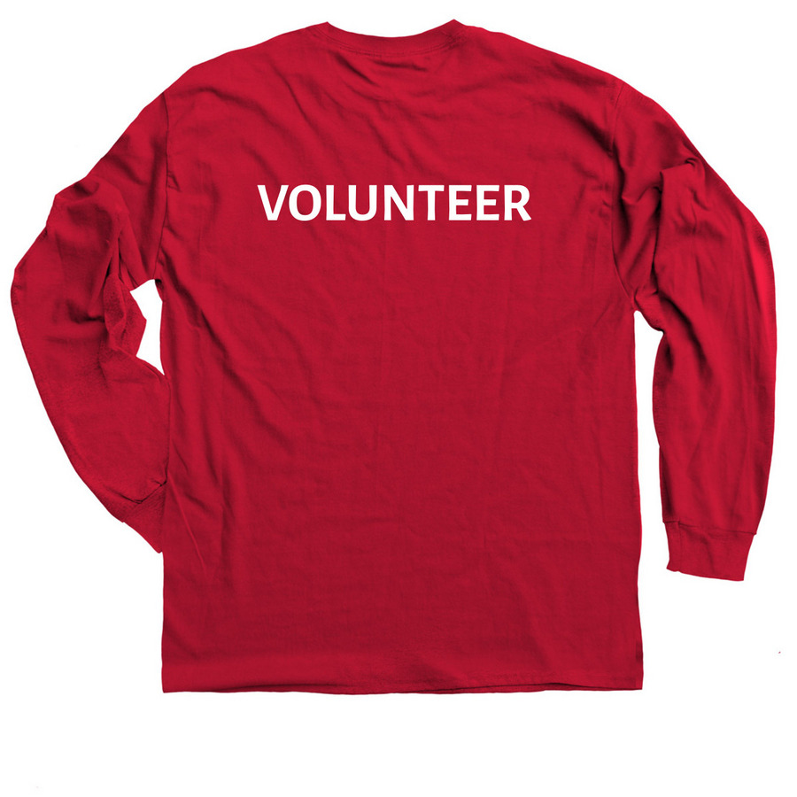 Volunteer Shirt, a Red Classic Long Sleeve Tee (back-view)