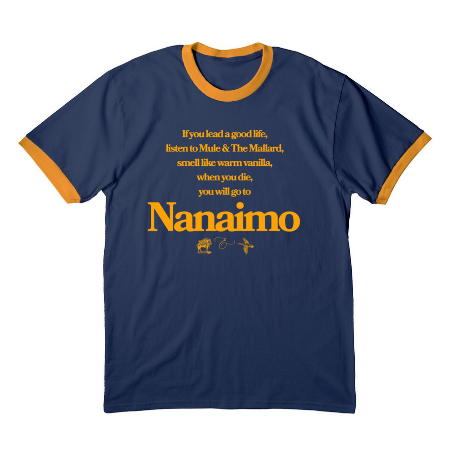 M&TM Ringer - Gold/Blue, a Navy/ Gold Cotton Ringer Tee