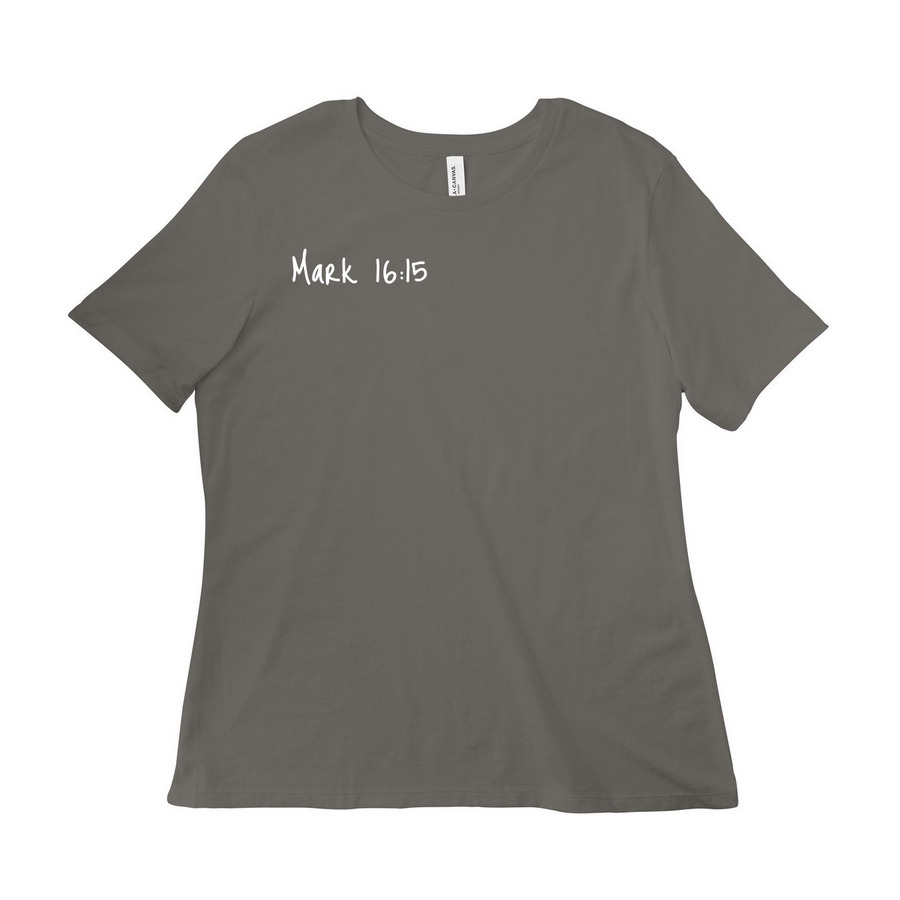 Go Into All the World, a Asphalt Women?s Relaxed Cotton Tee