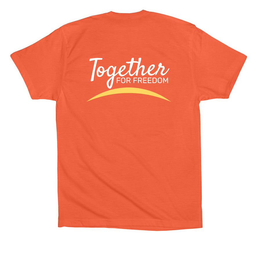 Aurora Heartfelt Coral Shirt, a Coral Premium Cotton Tee (back-view)