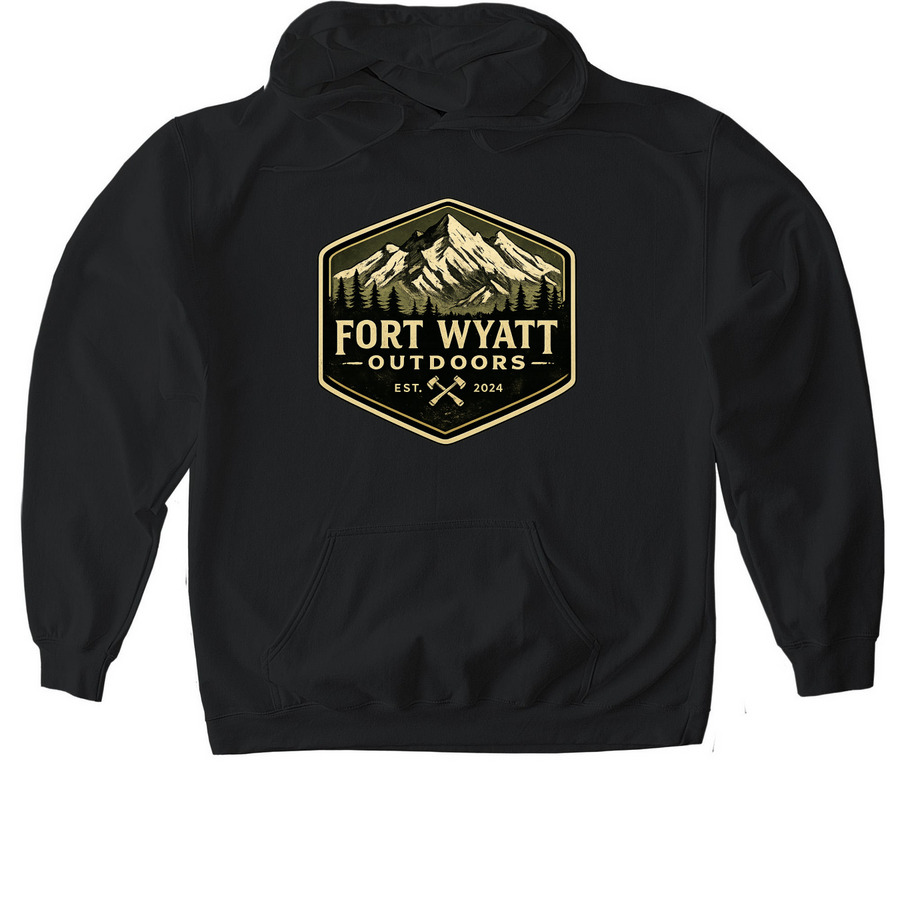 Fort Wyatt Flagship Logo., a Black Gildan Softstyle Pullover Hoodie