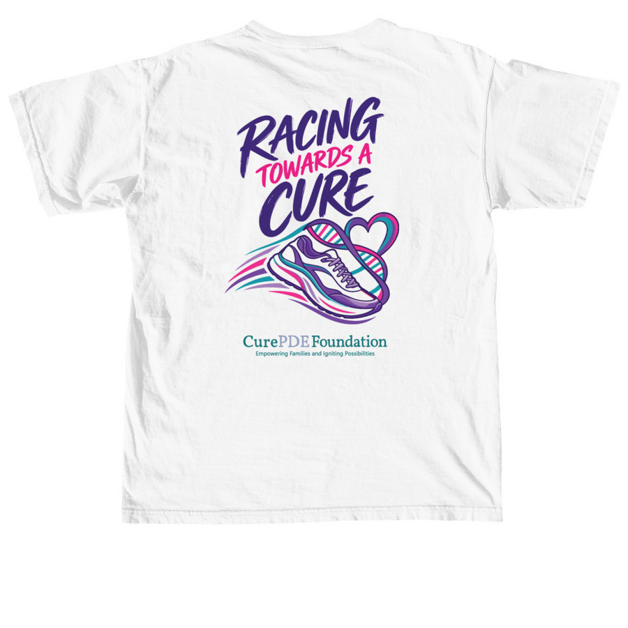 Racing Towards a Cure: Virtual 5k Tshirt, a White Comfort Colors Unisex Tee (back-view)