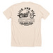 Choppers & Caskets (b/w), a Heather Soft Cream Premium Unisex Tee (back-view)