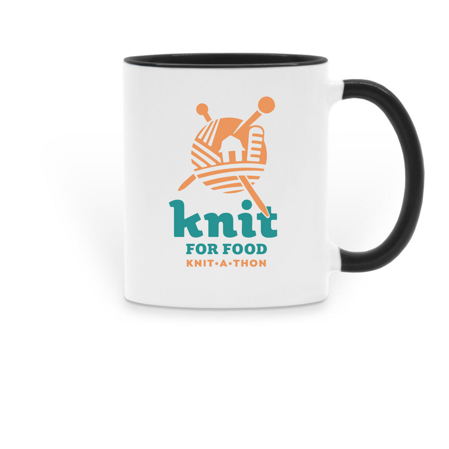 Knit for Food Knit-a-thon Mug, a Black Two-Tone Ceramic Mug