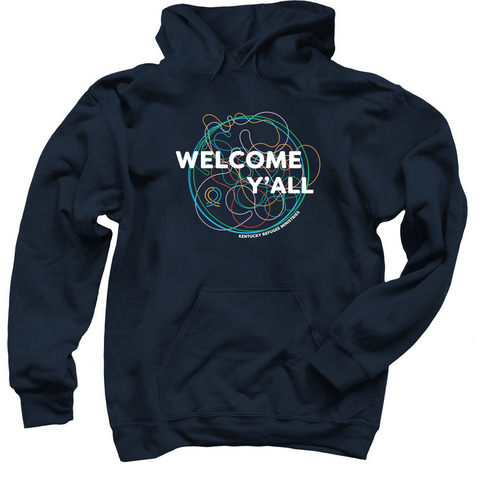 Welcome Y'all, a Navy Pullover Hoodie