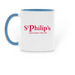 St. Philip's Rainbow Mug, a Light Blue Two-Tone Ceramic Mug (back-view)