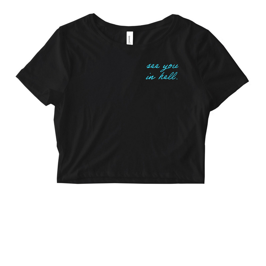 SEE YOU IN HELL, a Black Women's Fitted Cropped Tee