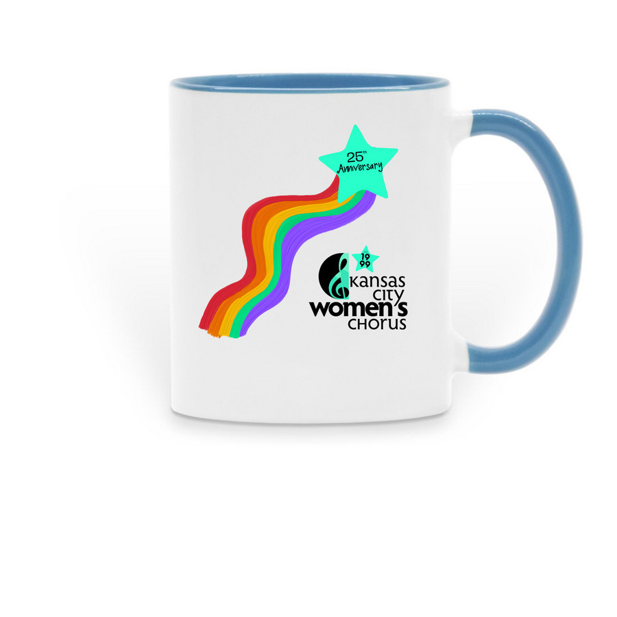 25th Anniversary Mugs, a Light Blue Two-Tone Ceramic Mug