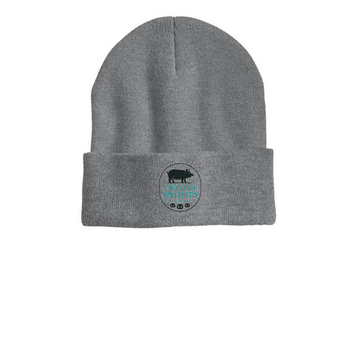 Cozy Winter Hats, a Dark Heather Grey Printed Cuffed Beanie