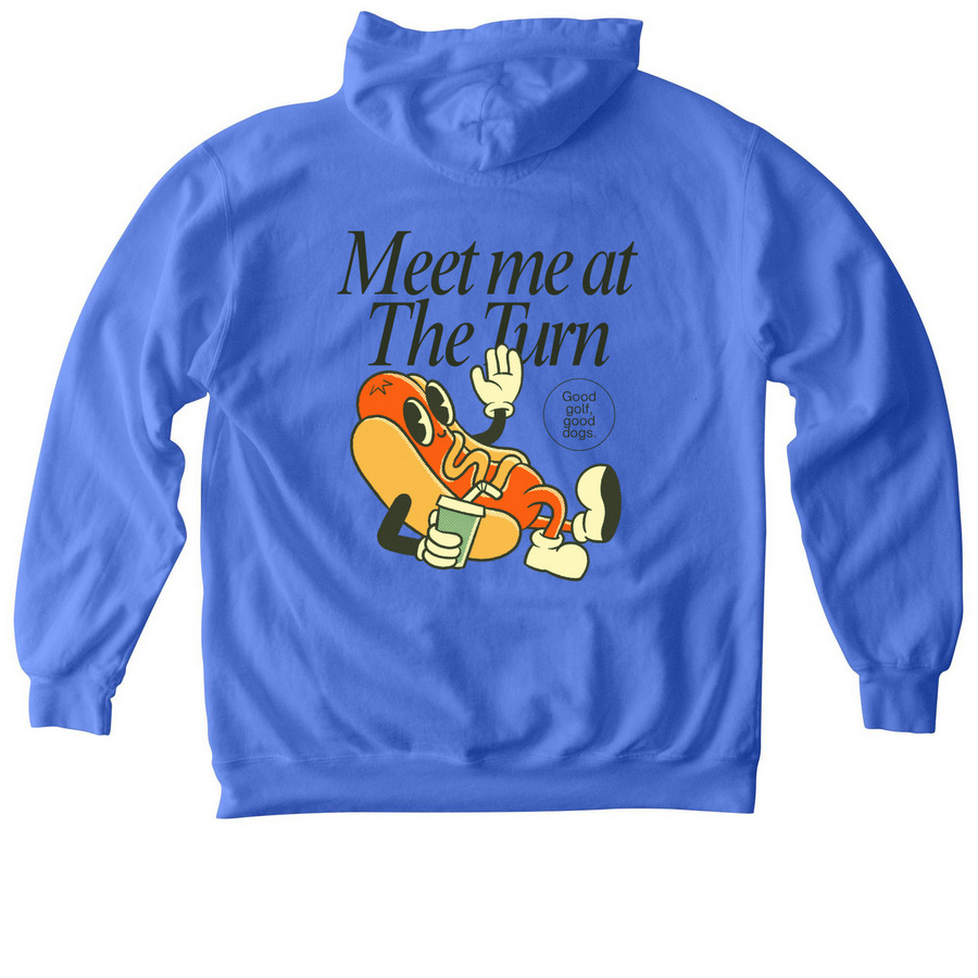 Meet Me at the Turn, a Flo Blue Comfort Colors Pullover Hoodie (back-view)
