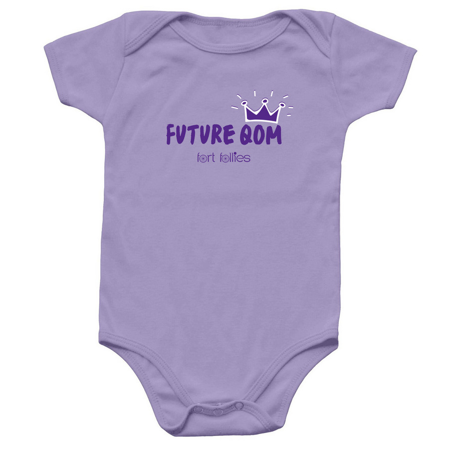 Future QOM, a Lavender Infant Onesie