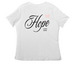 Hope Lives Here, a White Women's Relaxed V-Neck Tee (back-view)