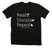Read. Discuss. Repeat, a Black Heather Premium Unisex Tee