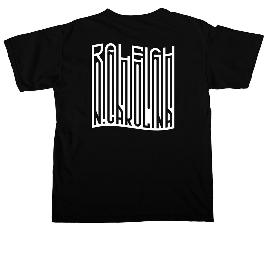 OpRaleigh on black, a Black Comfort Colors Unisex Tee (back-view)