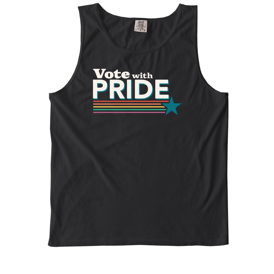 Vote with Pride (Dark), a Black Comfort Colors Tank Top