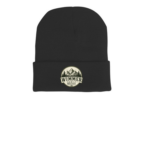 Beanie, a Black Printed Cuffed Beanie