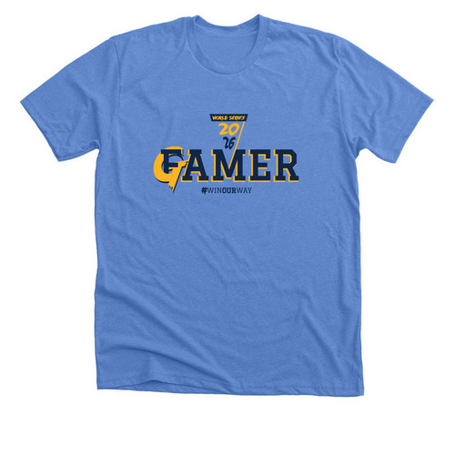 Gamer World Series, a Heather Columbia Blue Premium Unisex Tee