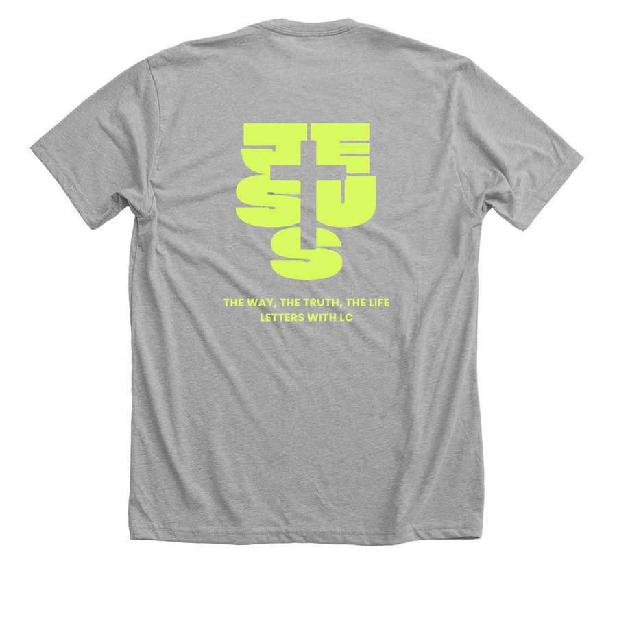 JESUS, a Athletic Heather Premium Unisex Tee (back-view)