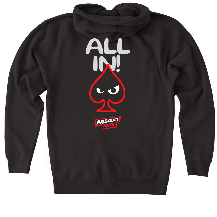 Absolute Nuts Spade, a Black Heavyweight Zip Up Hoodie (back-view)