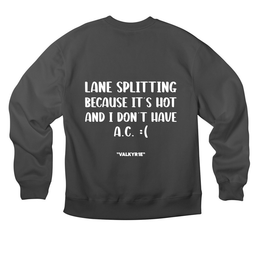 NO A.C. :(, a Asphalt Premium Heavyweight Crewneck Sweatshirt (back-view)