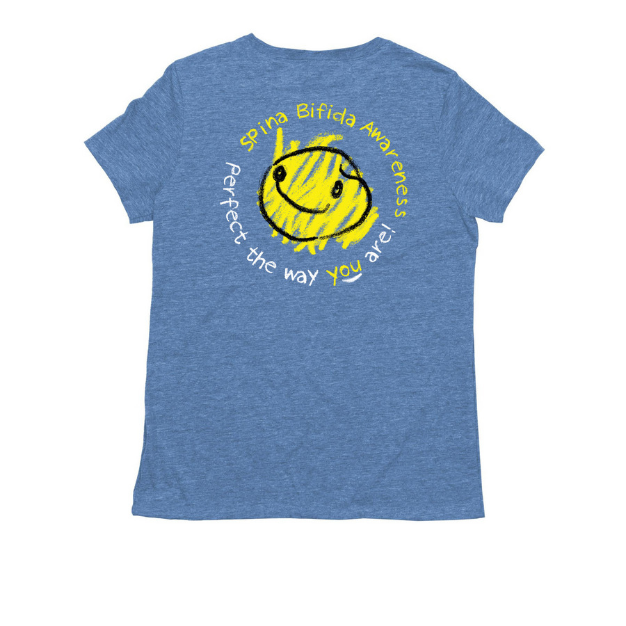Spina Bifida - Perfect (women), a Azure Blue Allmade Eco Triblend Women?s Tee (back-view)