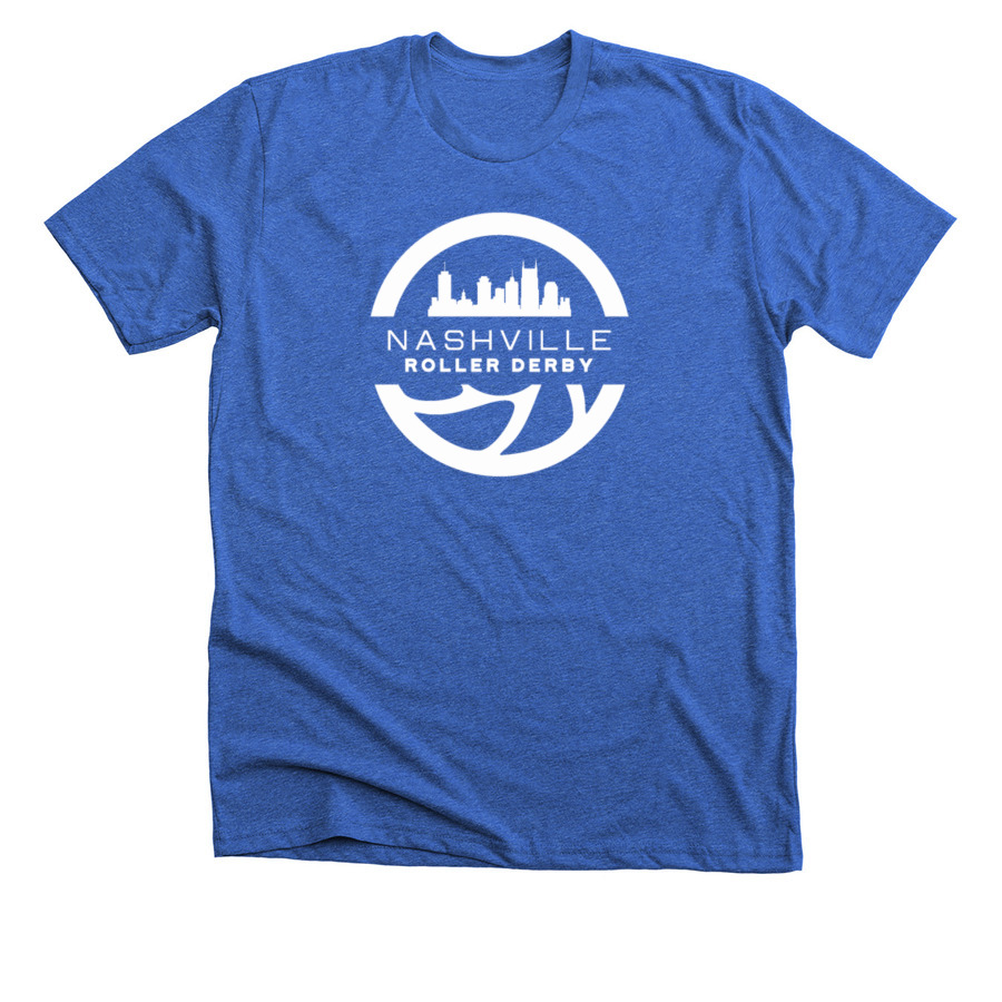 White Logo, a Heather True Royal Premium Unisex Tee