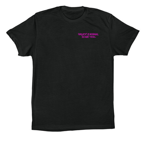 Grief is Normal, So Are You: Neon Purple Tops, a Vintage Black Premium Cotton Tee