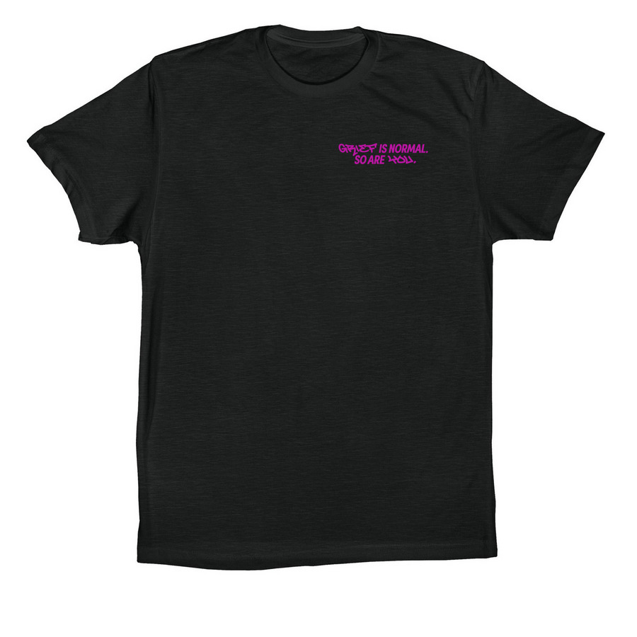 Grief is Normal, So Are You: Neon Purple Tops, a Vintage Black Premium Cotton Tee