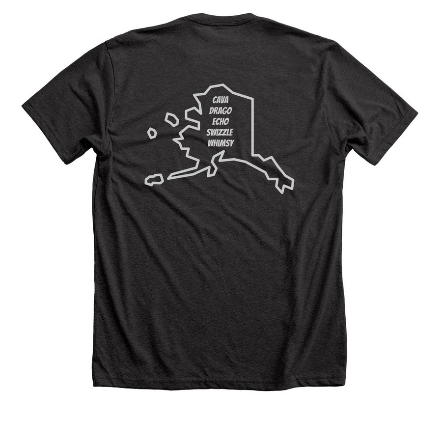 Alaska or Bust, a Dark Grey Heather Premium Unisex Tee (back-view)