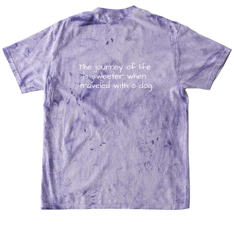 Tarameg Round Label with Quote on Back, a Amethyst Comfort Colors Colorblast Tee (back-view)