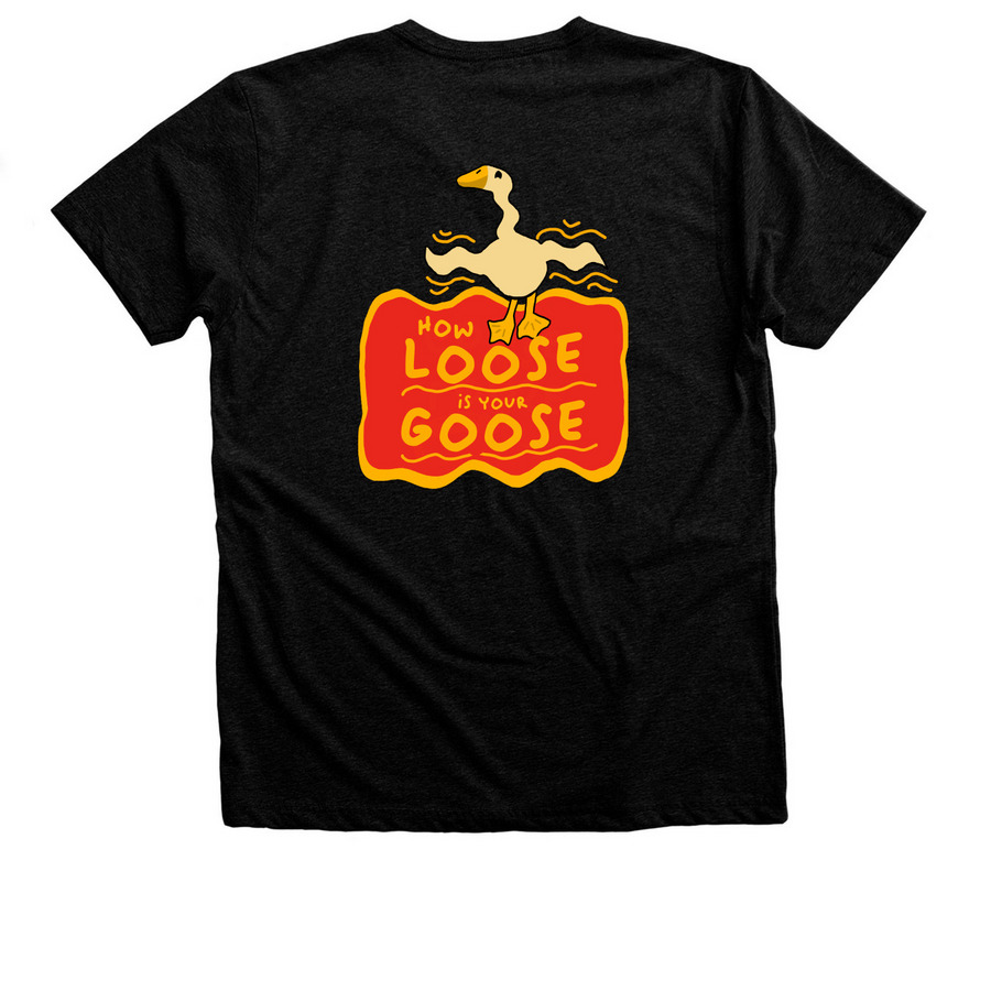 HOW FUNKY IS YOUR CHICKEN?, a Black Heather Premium Unisex Tee (back-view)