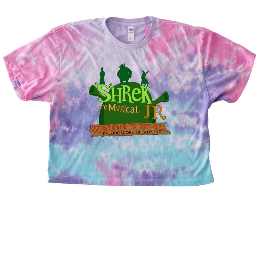 Shrek Jr The Musical The Movie, a Cotton Candy Women's Tie Dye Cropped Tee
