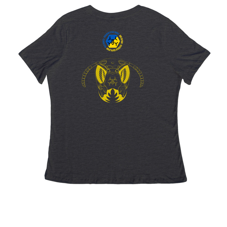 Wild Hornets Queen's Wrath Collection, a Dark Grey Heather Women's Relaxed V-Neck Tee (back-view)