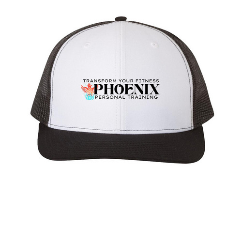 Trucker Hat, a White/Black Printed Snapback Trucker Cap