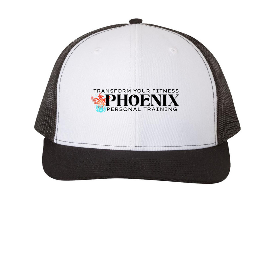 Trucker Hat, a White/Black Printed Snapback Trucker Cap