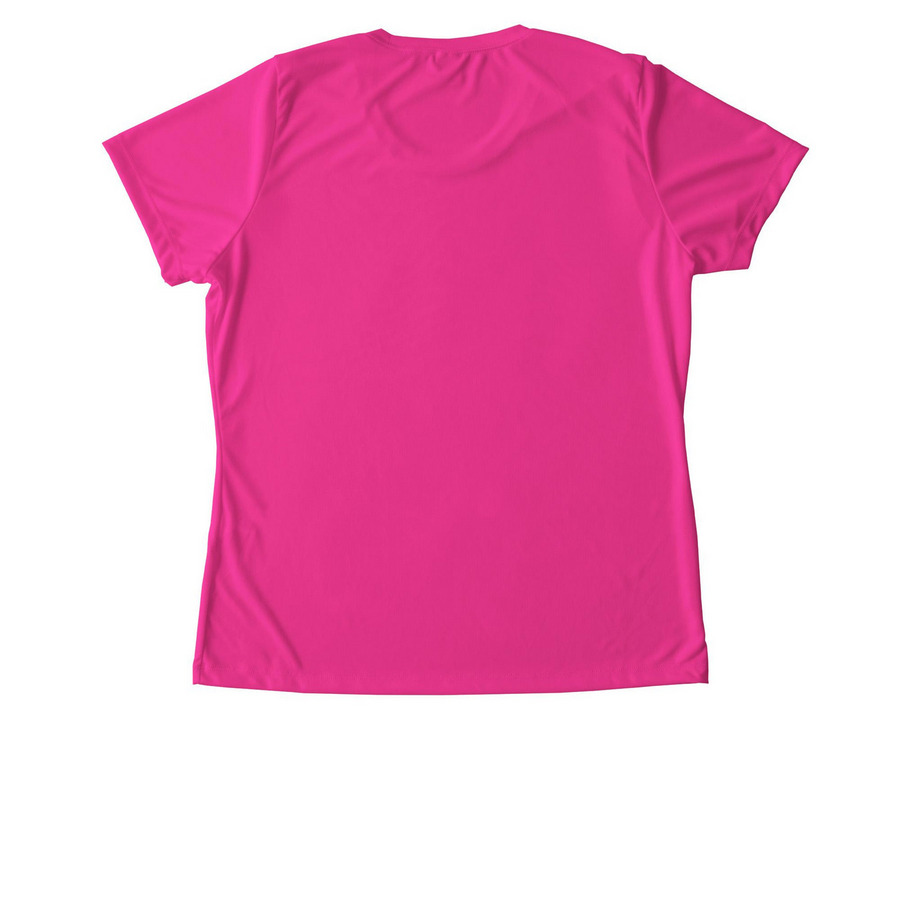 "Horse Girl" Athletic Collection, Part 1, a Neon Pink Women's Performance Tee (back-view)