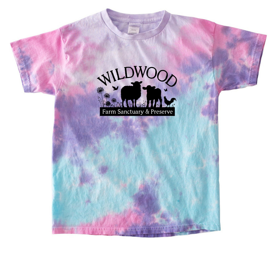 Black Wildwood Logo (Youth), a Cotton Candy Youth Tie Dye Tee
