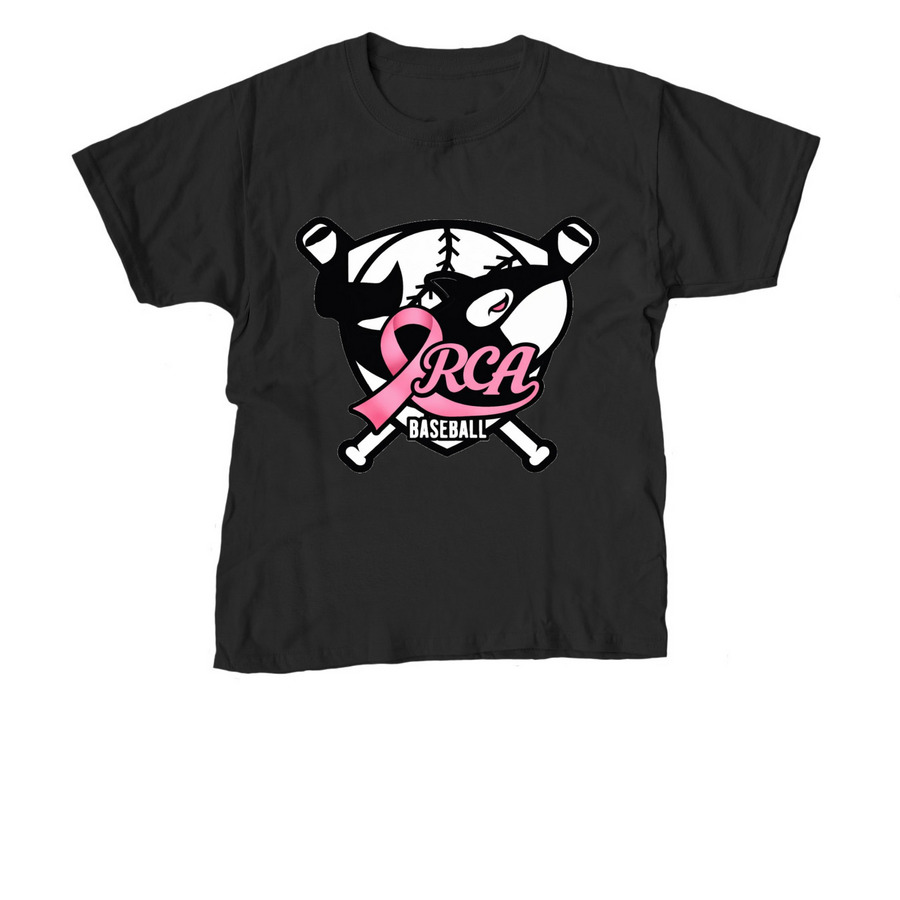 Breast Cancer Awareness Orcas, a Black Youth Unisex Tee