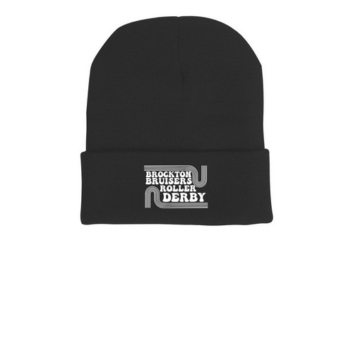 Retro Lettering Beanies, a Black Printed Cuffed Beanie