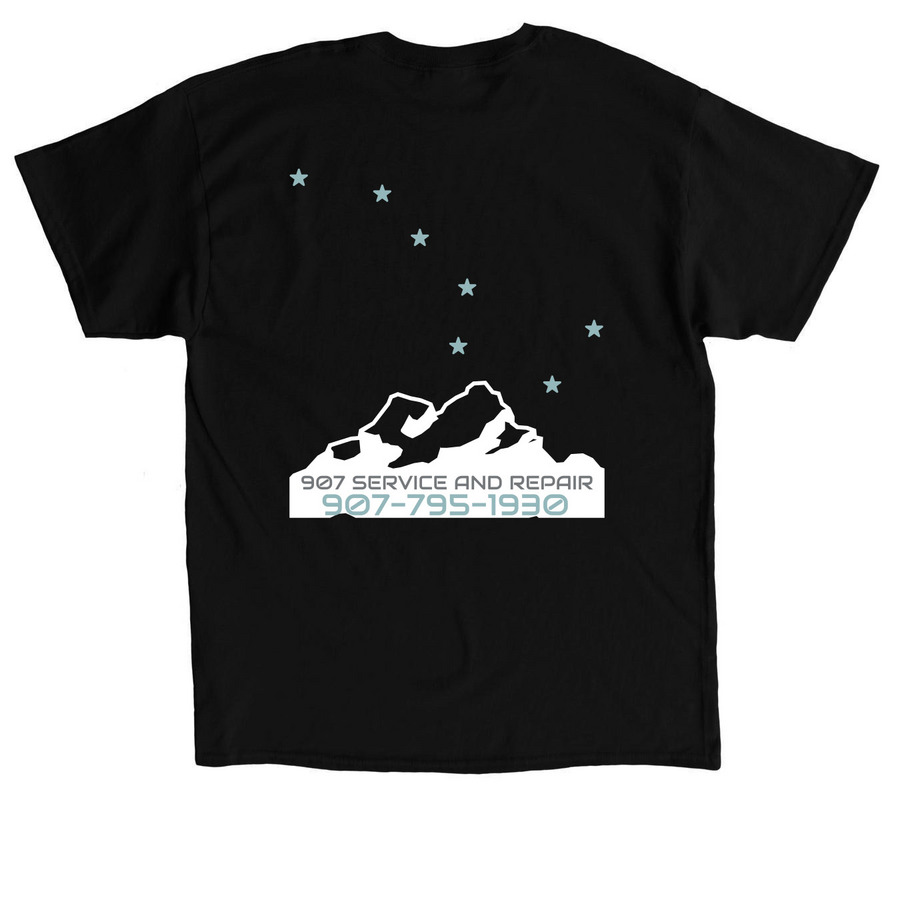 907 SERVICE AND REPAIR, a Black Classic Unisex Tee (back-view)