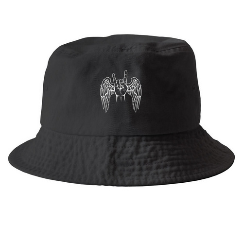 ROCK ON CAPS, a Black Printed Bucket Hat