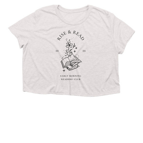 Early Morning Readers' Club (FULL), a Heather Dust Women?s Flowy Cropped Tee