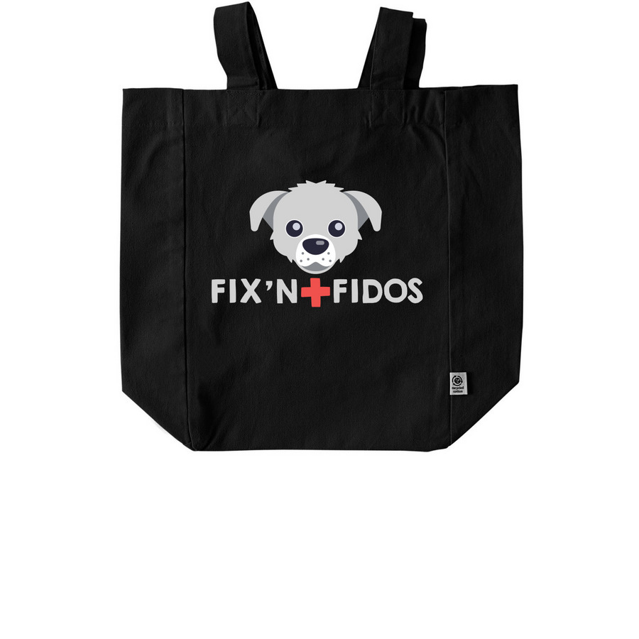 Fix'n Fidos Tote, a Black Recycled Cotton Tote Bag
