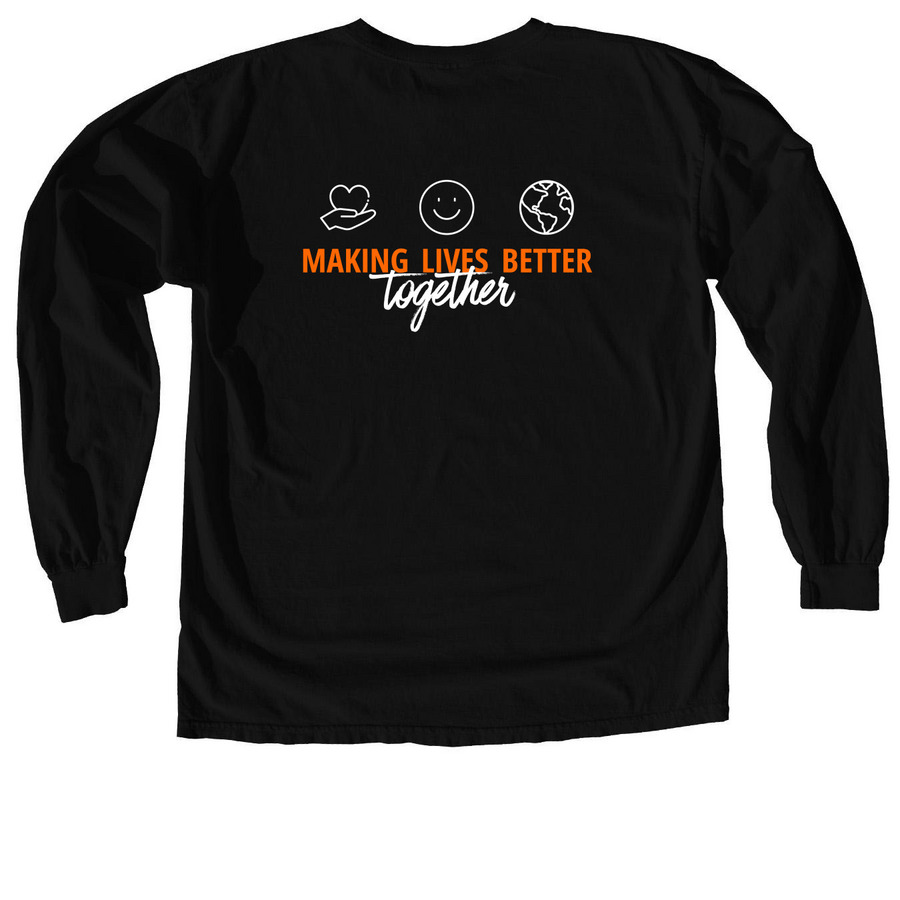 Icon MLB, Together in Navy & Black, a Black Comfort Colors Long Sleeve Tee (back-view)