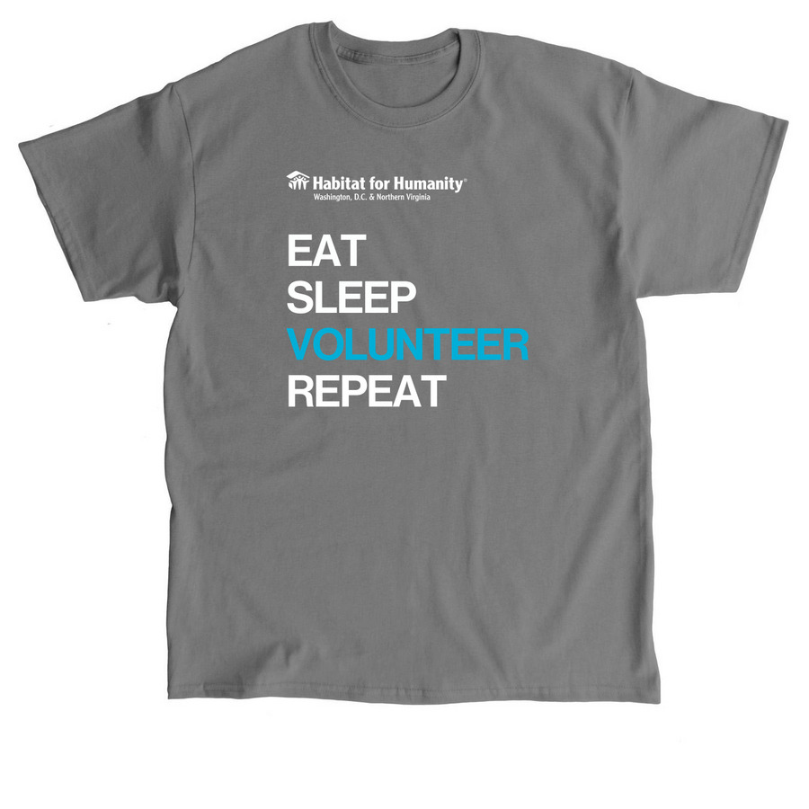 Eat, Sleep, Volunteer, Repeat, a Charcoal Classic Unisex Tee