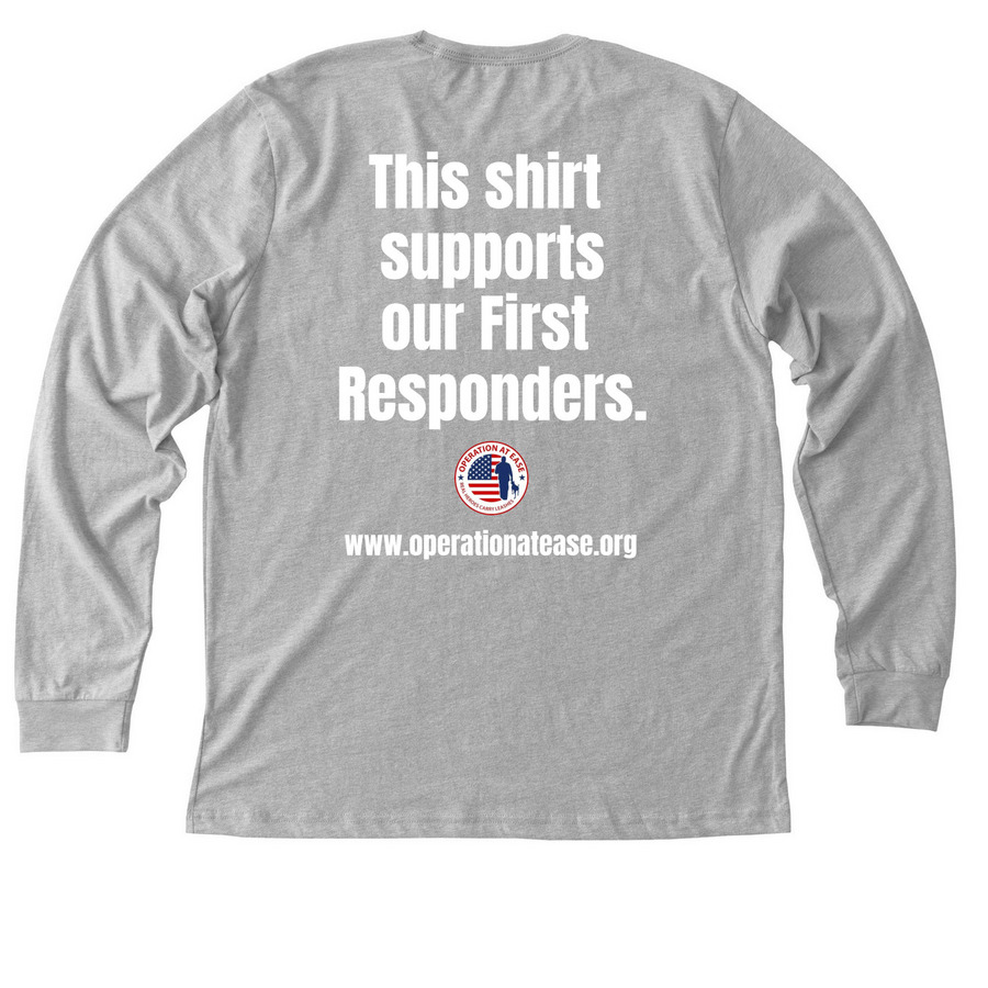 Supporting First Responders, a Athletic Heather Premium Long Sleeve Tee (back-view)